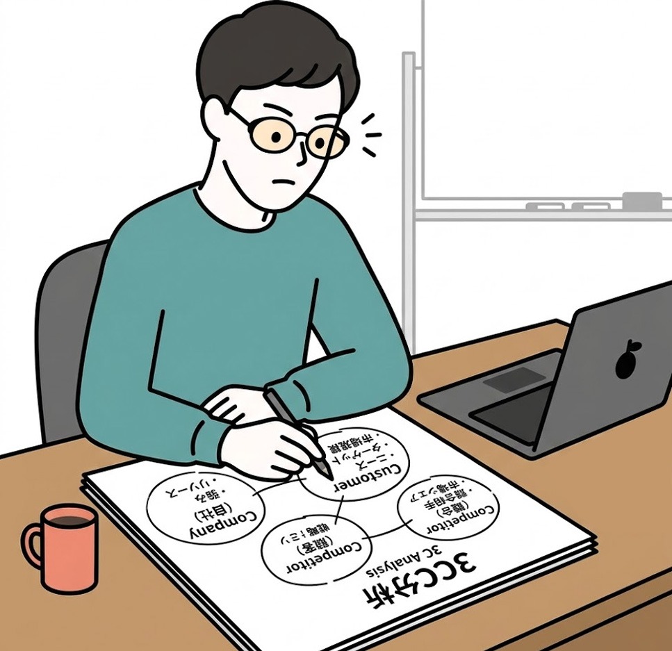 3C分析をする藤井