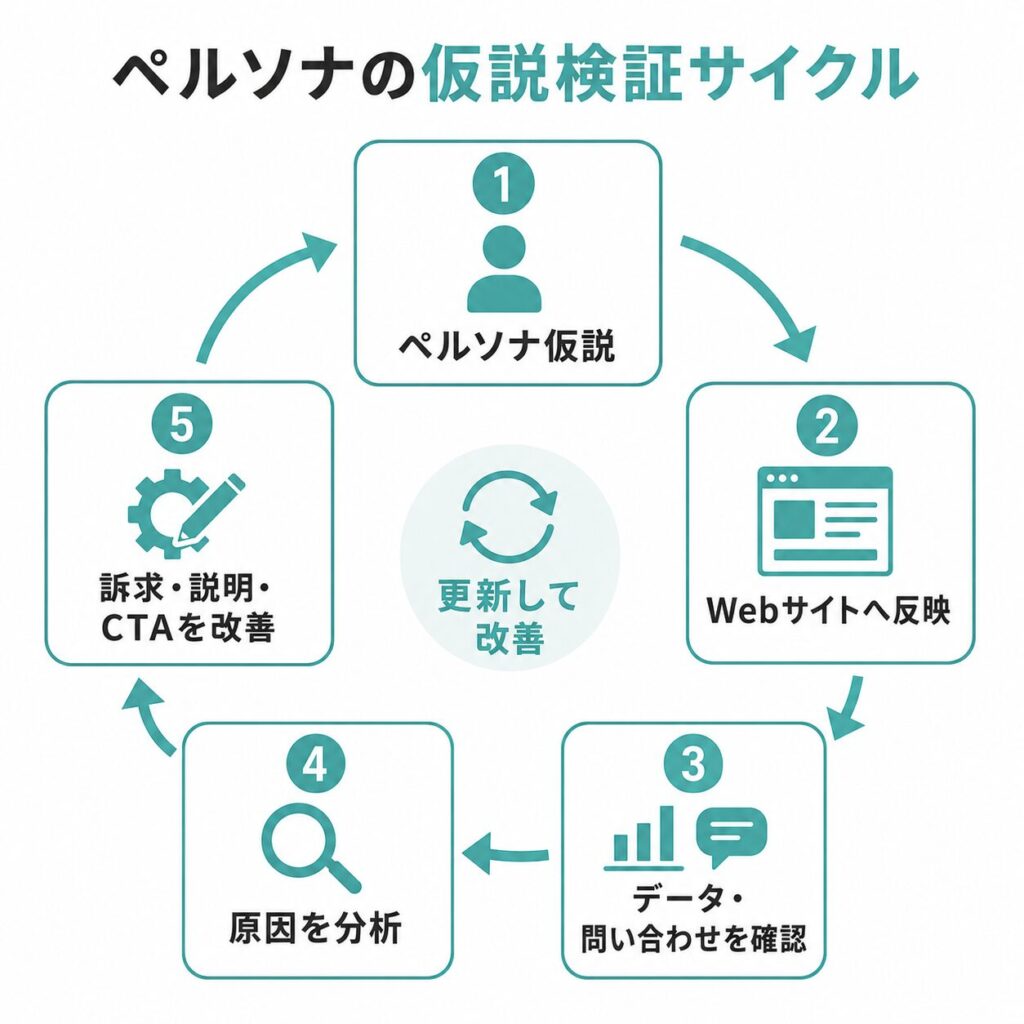 ペルソナの仮説をデータと顧客の反応で検証する改善サイクル